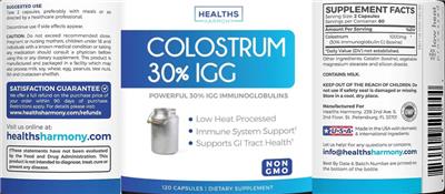 Colostrum 30% IGG label