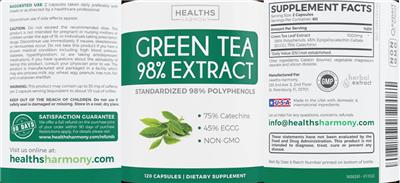 Green Tea 98% Extract label