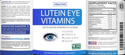 Lutein Eye Vitamins label