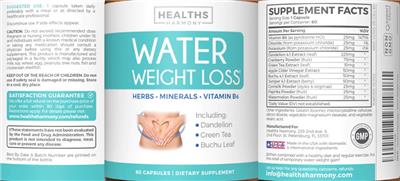 Water Weight Loss label
