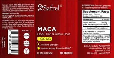 MACA 1,900 mg label
