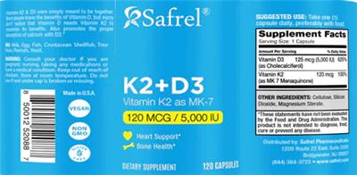K2 120 mcg + D3 5,000 IU label