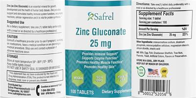 Zinc Gluconate 25 mg label