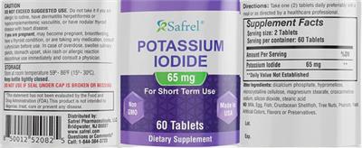 Potassium Iodide 65 mg label