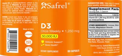 D3 50,000 IU (1,250 mcg) label