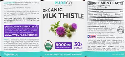 Milk Thistle 9000 mg label
