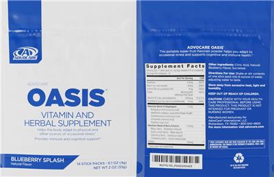 Oasis Blueberry Splash label