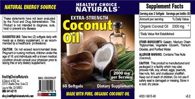Extra-Strength Coconut Oil 2000 mg label