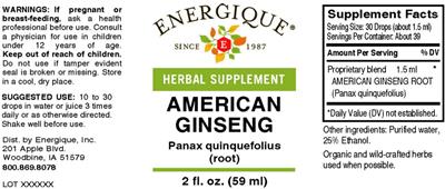American Ginseng label