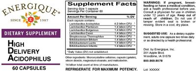 High Delivery Acidophilus label
