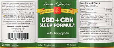 CBD+CBN Sleep Formula with Tryptophan label