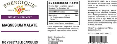 Magnesium Malate label