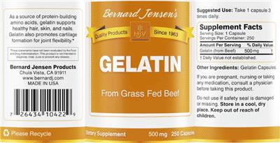 Gelatin 500 mg label