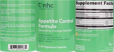 Appetite Control Formula label