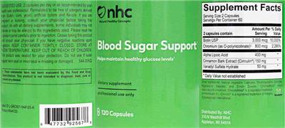 Blood Sugar Support label