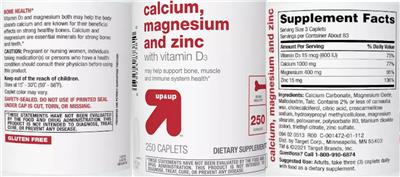 Calcium, Magnesium and Zinc with Vitamin D3 label