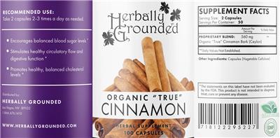 Organic "True" Cinnamon label