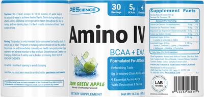 Amino IV Sour Green Apple label