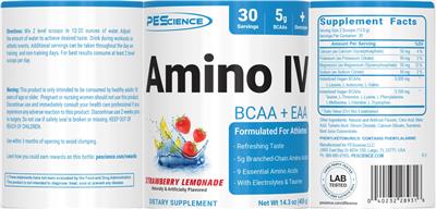 Amino IV Strawberry Lemonade label