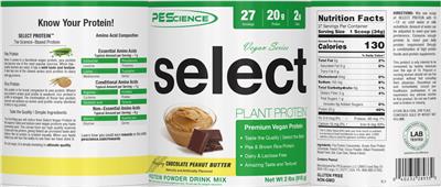 Select Plant Protein Vegan Series Amazing Chocolate Peanut Butter label
