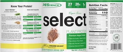 Select Plant Protein Vegan Series Amazing Cinnamon Delight label