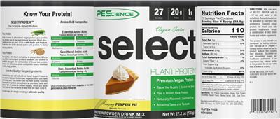 Select Plant Protein Vegan Series Amazing Pumpkin Pie label