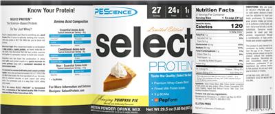 Select Protein Amazing Pumpkin Pie label