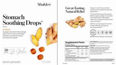 Stomach Soothing Drops Ginger label
