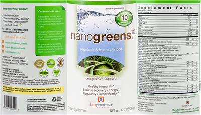 NanoGreens10 Natural Green Apple label