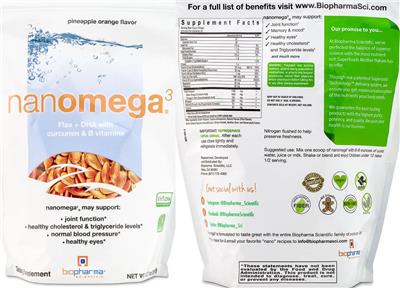 NanOmega3 Pineapple Orange Flavor label