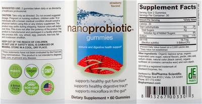 NanoProbiotic Gummies Strawberry Flavored label