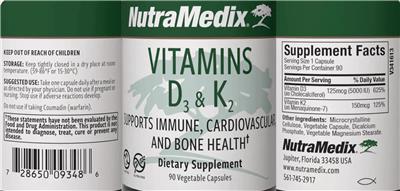 Vitamins D3 & K2 label