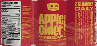 Apple Cider Vinegar Gummies label