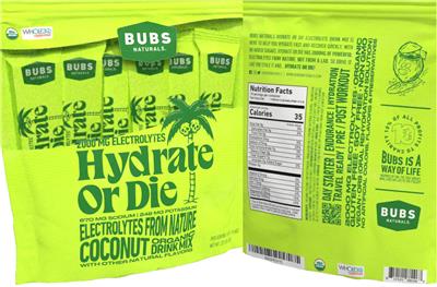 Hydrate or Die Coconut label