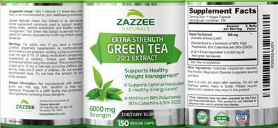 Green Tea 20:1 Extract 6000 mg label