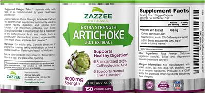 Extra Strength Artichoke 20:1 Extract label