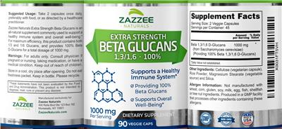 Extra Strength Beta Glucans 1000 mg label