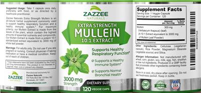 Extra Strength Mullein 10:1 Extract 3000 mg label