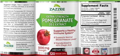 Pomegranate 20:1 Extract 5000 mg label