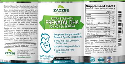 Extra Strength Prenatal DHA 500 mg label