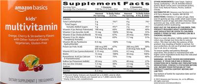 Kids' Multivitamin label