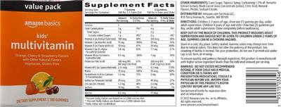 Kids' Multivitamin label