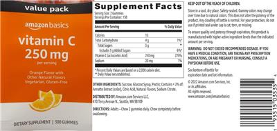 Vitamin C 250 mg Orange Flavor label