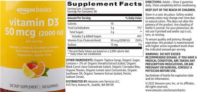 Vitamin D3 50 mcg (2000 IU) label