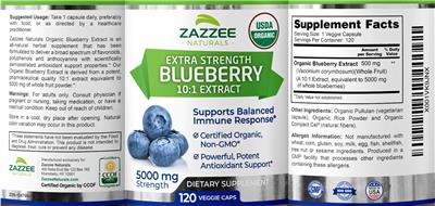 Blueberry Extract 10:1 Extract 5000 mg label