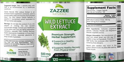 Wild Lettuce Extract 500 mg label