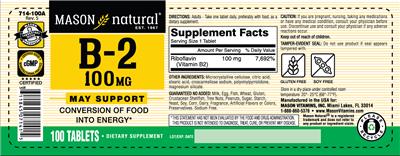 B-2 100 mg label