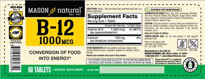 B-12 1000 mcg label