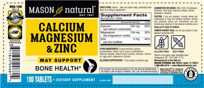 Calcium Magnesium & Zinc label