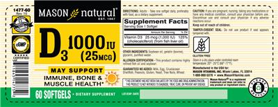 D3 1000 IU (25 mcg) label